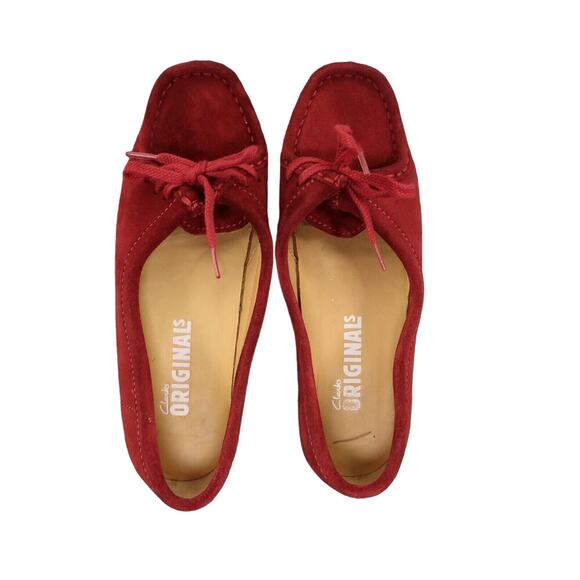 Clarks Shoes Womens 7 Moccasin Loafer Chukka Classic Flat Leather Red Crepe Sole - Picture 5 of 14